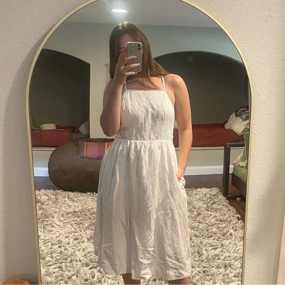 Abercrombie & Fitch | Dresses | Abercrombie Fitchwhite Linen Midi Dress |  Poshmark